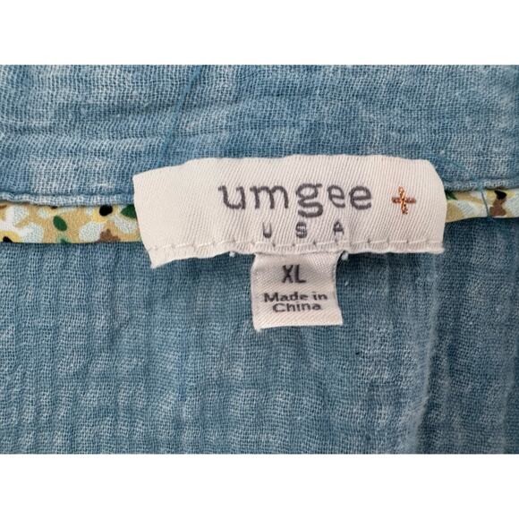 Umgee Tunic Top Sz XL Lagenlook Artsy Beach Raw Hem Guaze Blue Boho Loose Fit - Picture 4 of 12